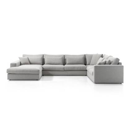 DÉJA Living - U-Bank Licht Stof - 382x287x89cm - Arden Grijs