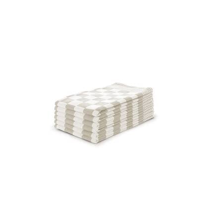 LINNICK Theedoekenset Blok 65x65cm - zand - set van 6 Geel