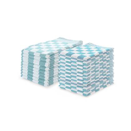 LINNICK Theedoeken & Keukendoeken Set Blok - ice blue - set van 20 Blauw