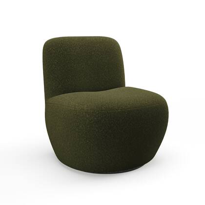 Draaibare fauteuil in kaki bouclette stof Groen