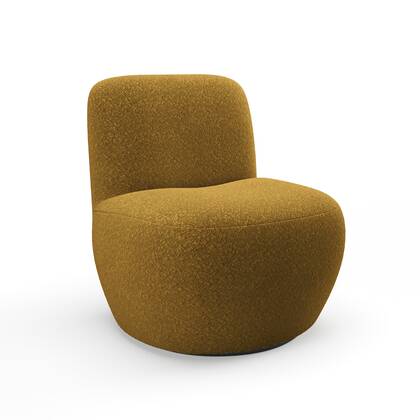 Draaibare fauteuil in mosterd bouclette stof Geel