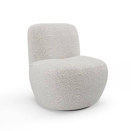 Draaibare fauteuil in lichtgrijze bouclette stof Grijs