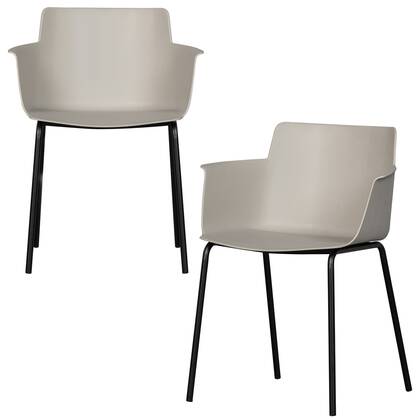 WOOOD Foppe Eetkamerstoelen Outdoor - Pp|Metaal - Mist - Set van 2 Wit