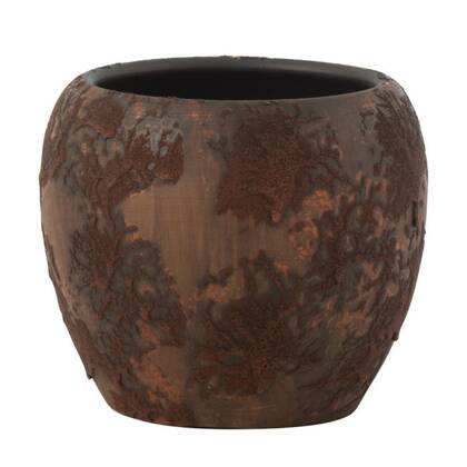 J-Line bloempot Round Terra - keramiek - - small - Ø 25 cm Bruin