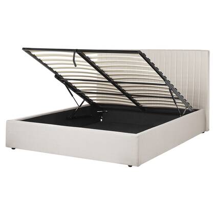 Beliani-VION-Bed met opbergruimte-Beige-160 x 200 cm-Polyester