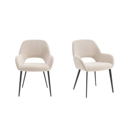 Furnihaus Eetkamerstoelen met armleuning Levi Beige Stof - Set van 2