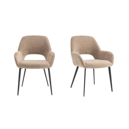 Furnihaus Eetkamerstoelen met armleuning Levi Taupe Stof - Set van 2