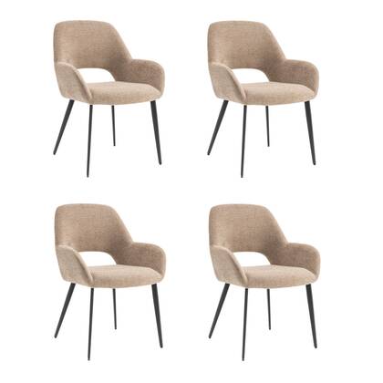 Furnihaus Eetkamerstoelen met armleuning Levi Taupe Stof - Set van 4