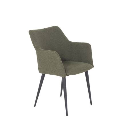 Giga Meubel - Eetkamerstoel Boucle Groen - 37x57x82cm - Metaal - Ellis - Set van 2
