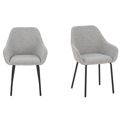 Eetkamerstoelen Lucy - Grijs Stof - Set van 2 met armleuning