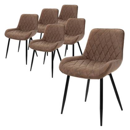 ML-Design Eetkamerstoel Diadema leatherlook set van 6 Bruin