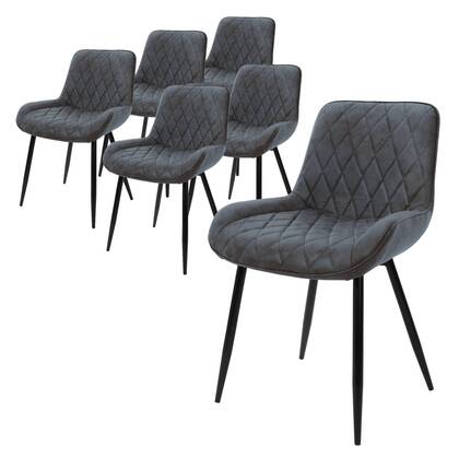 ML-Design Eetkamerstoel Diadema leatherlook set van 6 Grijs
