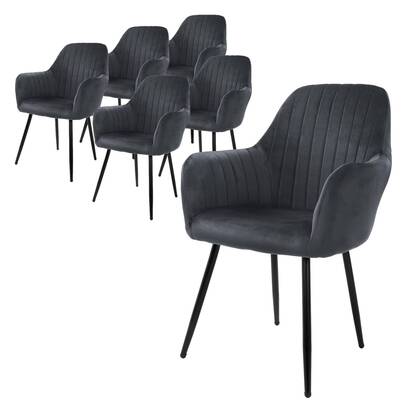 ML-Design Eetkamerstoel Perrin velvet set van 6 Zwart