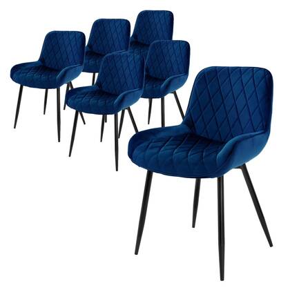 ML-Design Eetkamerstoel Diadema velvet set van 6 Blauw
