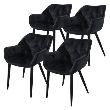 ML-Design Eetkamerstoel Veles velvet set van 4 Zwart