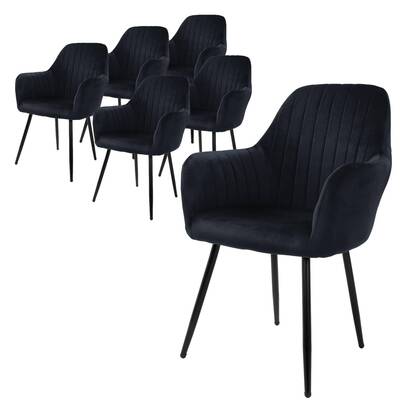 ML-Design Eetkamerstoel Perrin velvet set van 6 Zwart