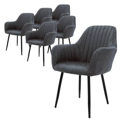 ML-Design Eetkamerstoel Perrin lederlook set van 6 Grijs