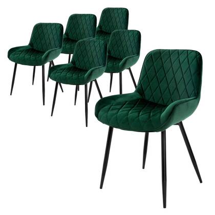ML-Design Eetkamerstoel Diadema velvet set van 6 Groen