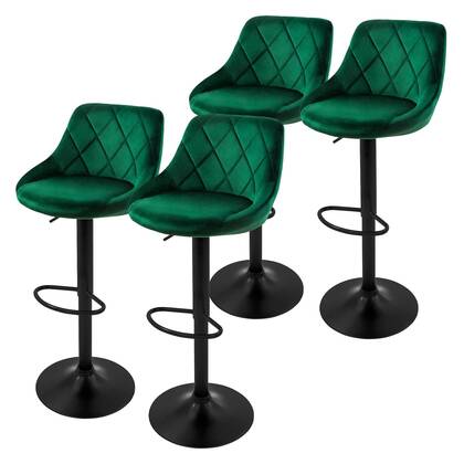 ML-Design Barkruk Elia velvet set van 4 Groen