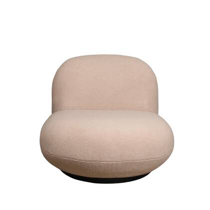 Giga Meubel - Draaifauteuil Beige - Teddy & Metaal - Zithoogte 41cm