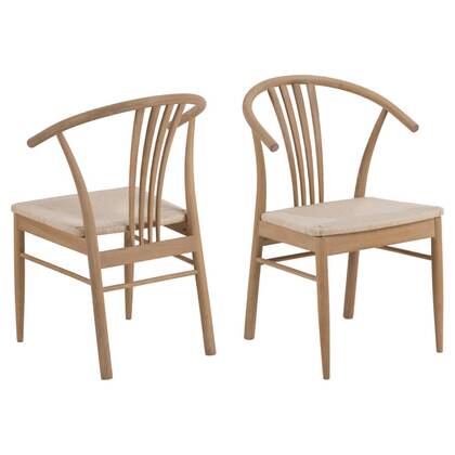 Hjem Interiors Saga Eetkamerstoel Blank Eiken|Gebroken Wit set van 2
