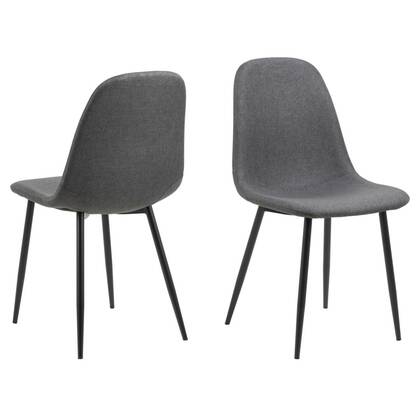 Giga Living - Eetkamerstoel - Donker - Stof - Zithoogte 46cm - Duvra - Set van 4 Grijs
