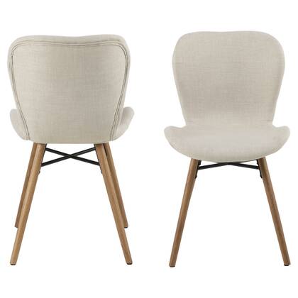 Giga Living - Eetkamerstoel Stof Zandkleur - Zithoogte 46,5cm - Set van 2 Taupe