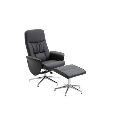 Svea - Veko verstelbare fauteuill met voetenbank - lederlook - Zwart