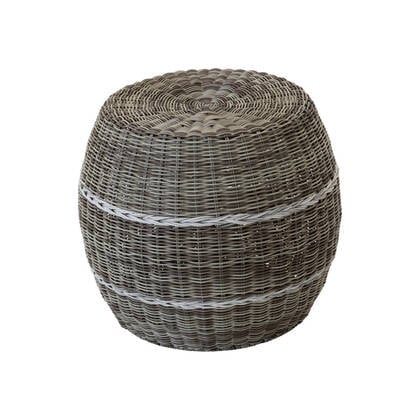 Lesli Living Laos poef wicker ø46x40cm - beige Taupe