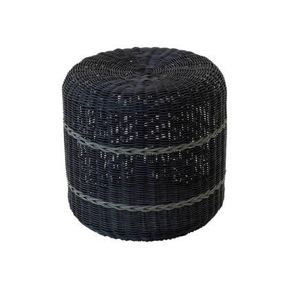 Lesli Living Saigon poef wicker ø41x40cm - Zwart