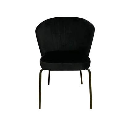 Giga Meubel - Stoel Velvet Zwart - Zwart Metaal - Schelp - Mendy - Set van 2