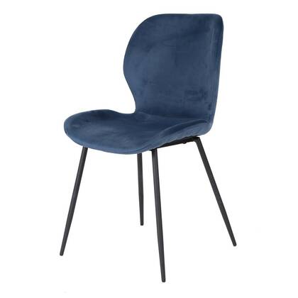 Giga Meubel - Eetkamerstoel Velvet Blauw - Ronde Buis - Set van 4