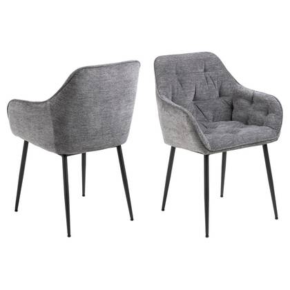 Giga Living - Eetkamerstoel - Antraciet - Stof - Zithoogte 47cm - Zion - Set van 2 Grijs