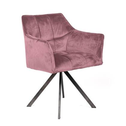 Giga Meubel - Armstoel Velvet Roze - Draaibaar - Metalen Poten - Set van 2
