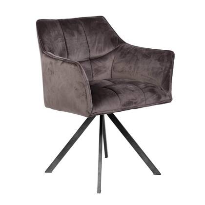 Giga Meubel - Armstoel Velvet Antraciet - Draaibaar - Metalen Poten - Set van 2 Grijs