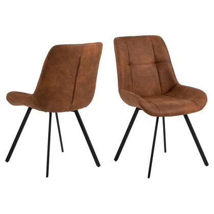 Giga Living - Eetkamerstoel - Bruin - Stof - Zithoogte 47cm - Zundra - Set van 2