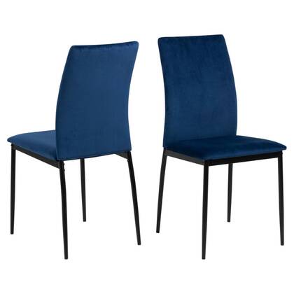 Giga Living - Eetkamerstoel - Donker - Zithoogte 48,5cm - Grondal - Set van 4 Blauw