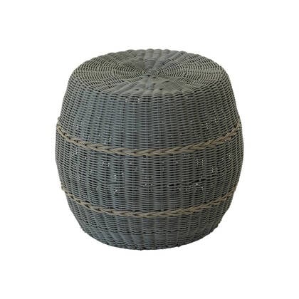 Lesli Living Laos poef wicker ø46x40cm - Groen