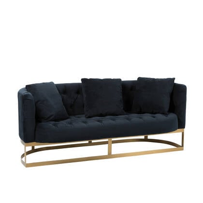 J-Line zetel Knopen Wilson 2Personen - fluweel|metaal - antraciet|goud Zwart