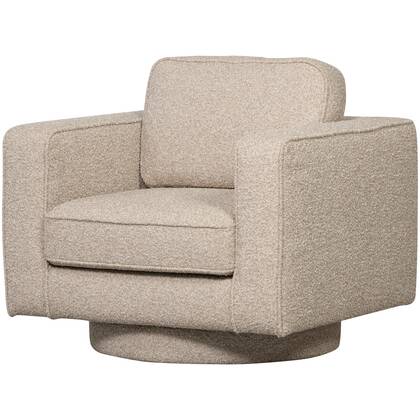 vtwonen Lazy Draaifauteuil- Bouclé - Naturel Bruin