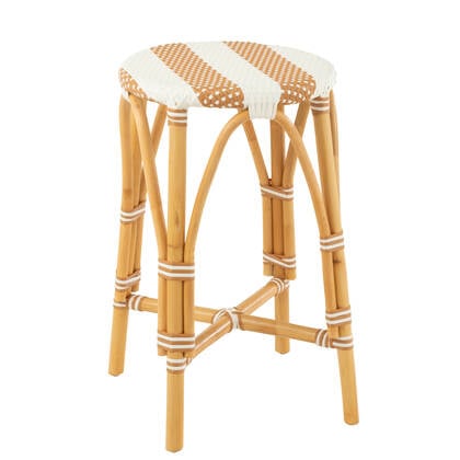 J-Line barkruk Live - rotan|kunststof - naturel|wit Beige