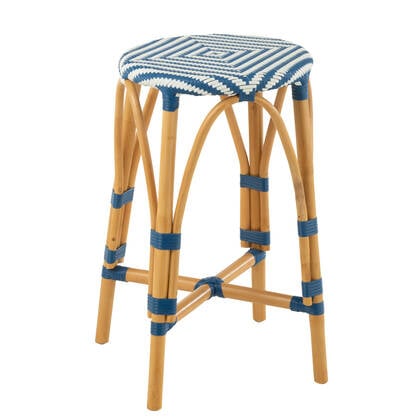 J-Line barkruk Live - rotan|kunststof - naturel| Blauw