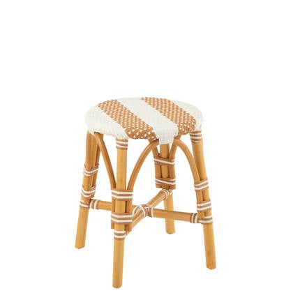 J-Line kruk Live - rotan|kunststof - naturel|wit Beige