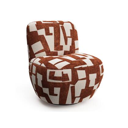 Draaifauteuil in structuurstof met terracotta patroon Bruin