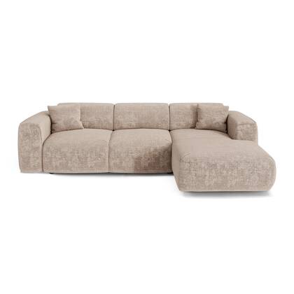 Rechthoekige slaapbank, 5 zitplaatsen, reliëffluweel Beige