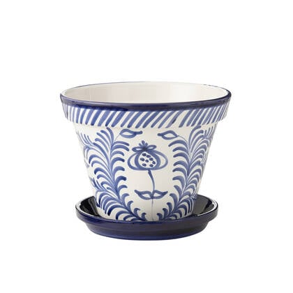J-Line bloempot Granada Handmade + Painted - keramiek - blauw - extra large - Ø 50 cm Multicolor
