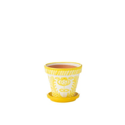 J-Line bloempot Granada Handmade + Painted - keramiek - geel - medium - Ø 27 cm Multicolor