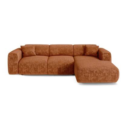 5-zits hoekbank in terracotta reliëffluweel Bruin