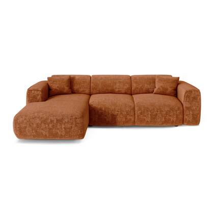 5-zits linkerhoekbank in terracotta reliëffluweel Bruin