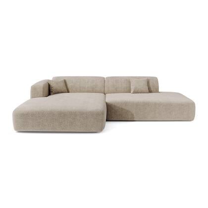 Hoekbank links open, 5-zits fluweel met patroon Beige